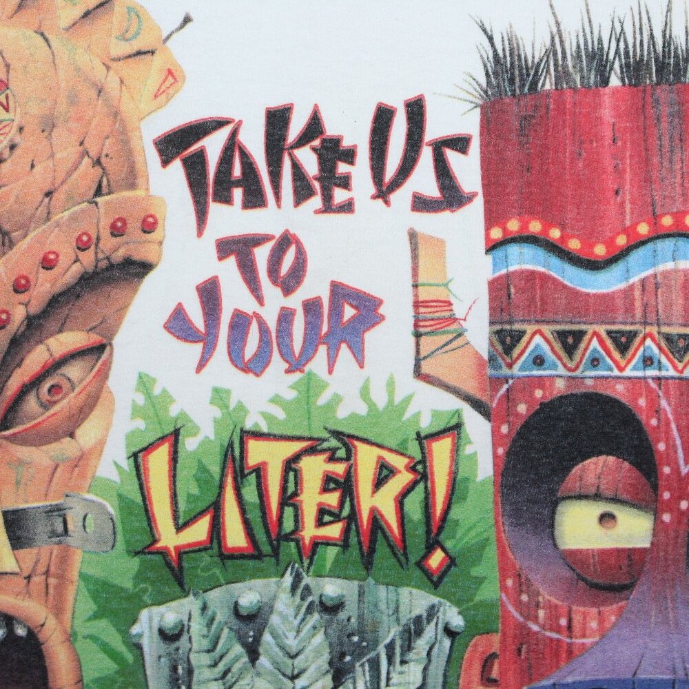 Vintage 2004 Mexico City Beer Guru Brewing Co Large Graphic White T-Shirt Tiki - Picture 5 of 14